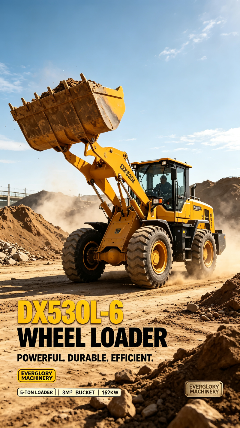 Everglory Machinery Meluncurkan Wheel Loader DX530L‑6 5‑Ton yang Tahan Lama untuk Pekerjaan Pemindahan Tanah